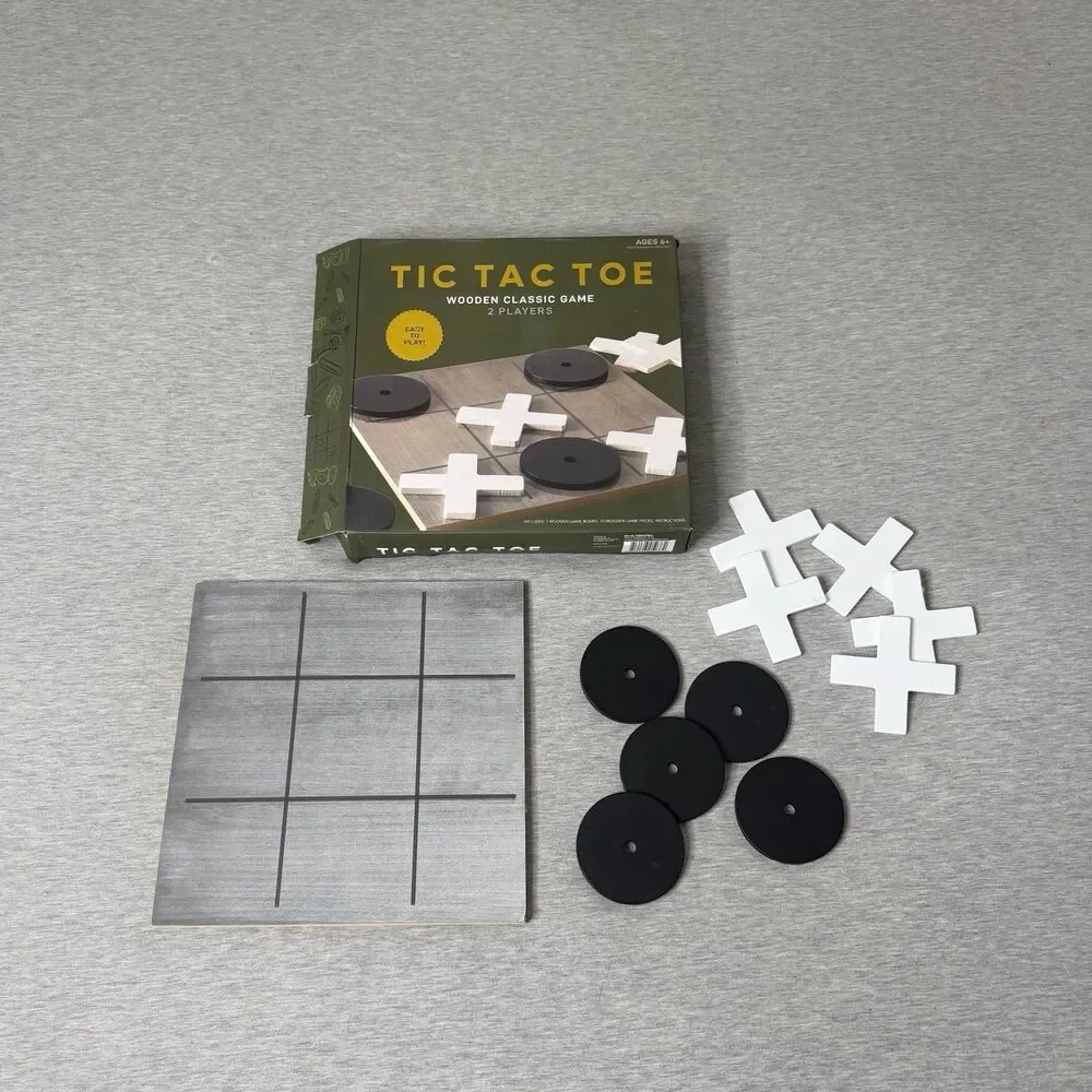 TIC TAC TOE Large Wooden Classic Game Board